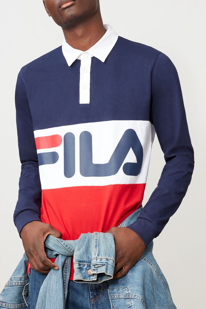 Fila Harley Rugby Navy/Red/White Polo Mens - NZ 40196-FNZY